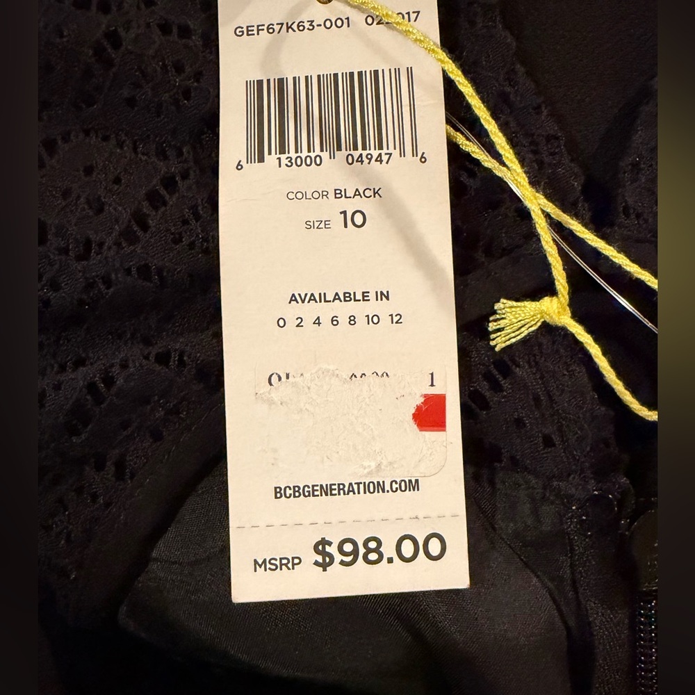 BCBG Generation Black Lace Mesh Fit & Flare Dress Size 10 NWT - Picture 7 of 8